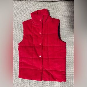 TBBC red corduroy vest with tulip lining, 2T, EUC
